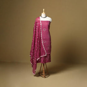 Kutch tie-dye bandhani satin cotton 3pc unstitched dress