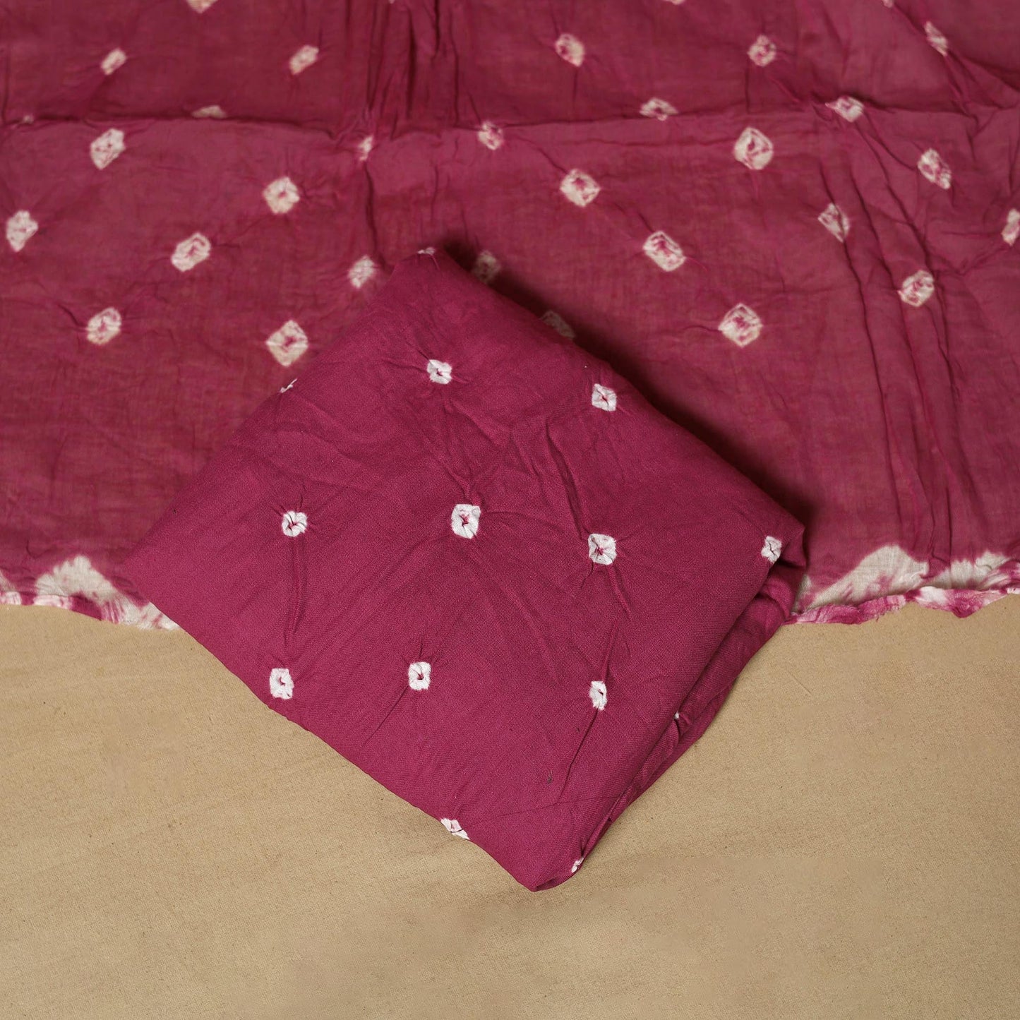 Kutch tie-dye bandhani satin cotton 3pc unstitched dress