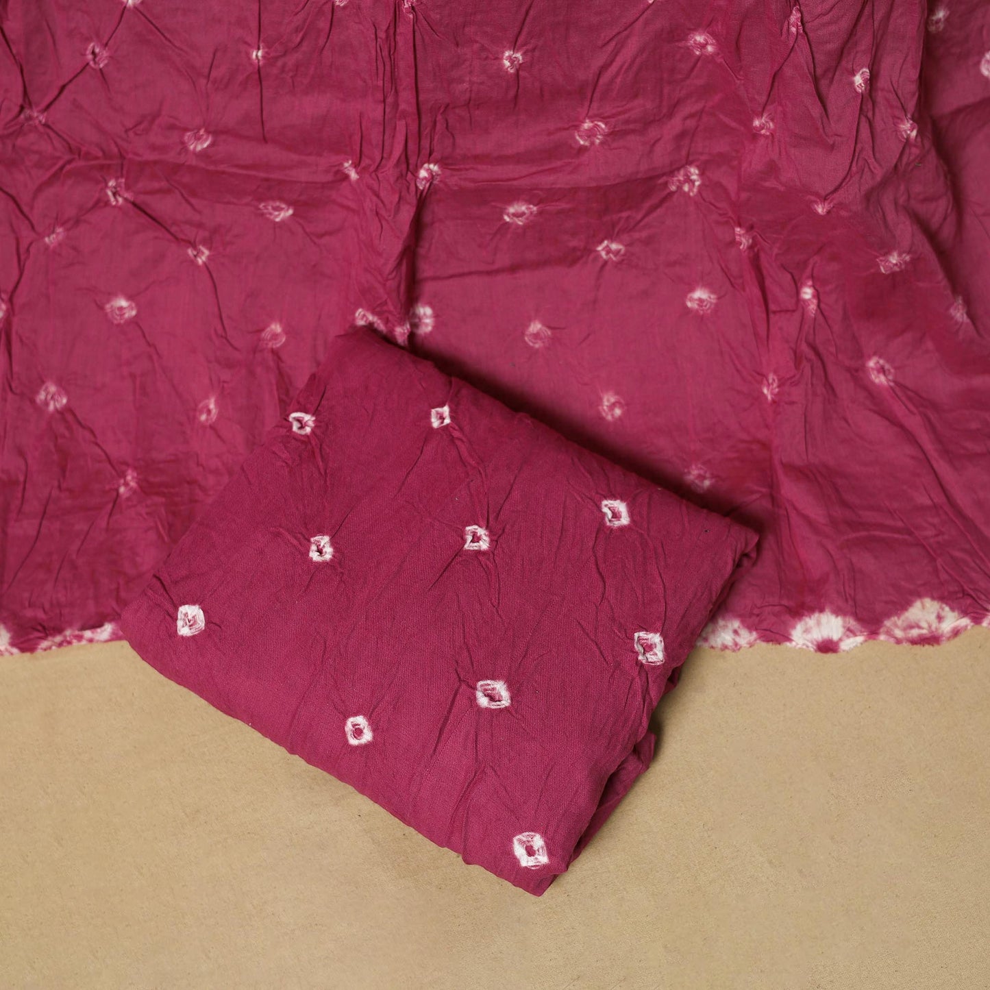 Kutch tie-dye bandhani satin cotton 3pc unstitched dress