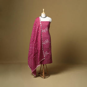 Kutch tie-dye bandhani satin cotton 3pc unstitched dress