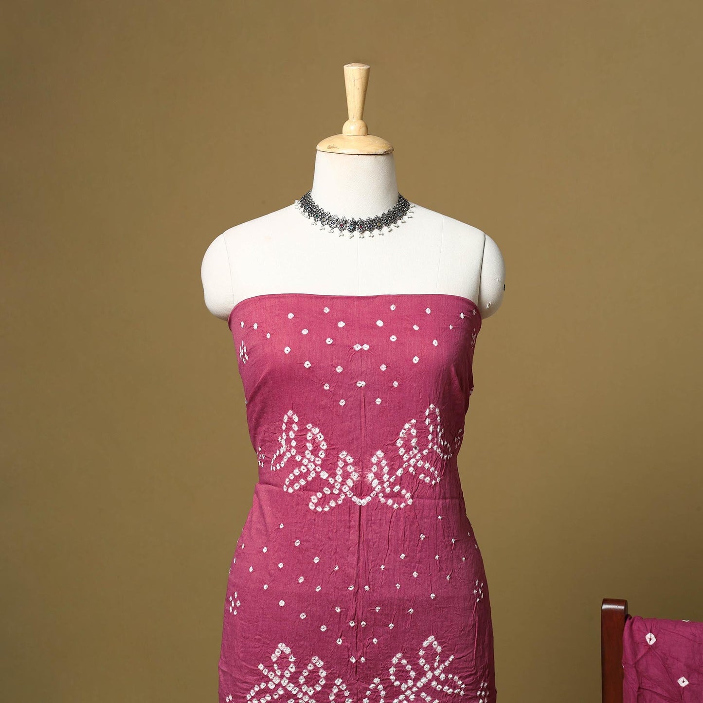 Kutch tie-dye bandhani satin cotton 3pc unstitched dress