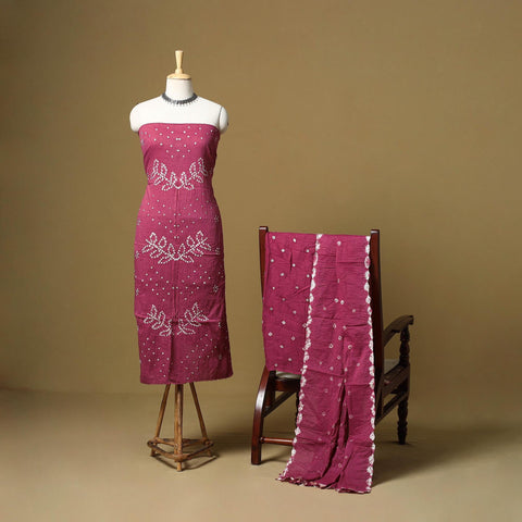 Kutch tie-dye bandhani satin cotton 3pc unstitched dress