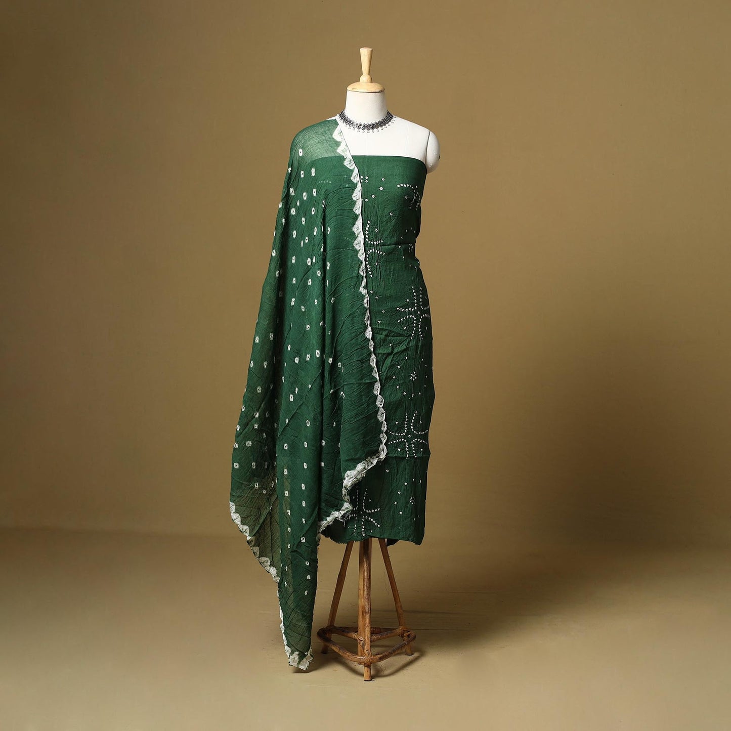 Kutch tie-dye bandhani satin cotton 3pc unstitched dress