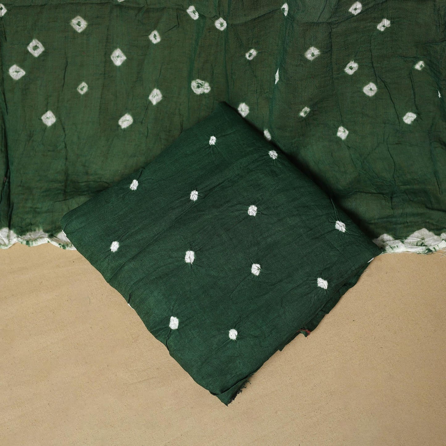 Kutch tie-dye bandhani satin cotton 3pc unstitched dress