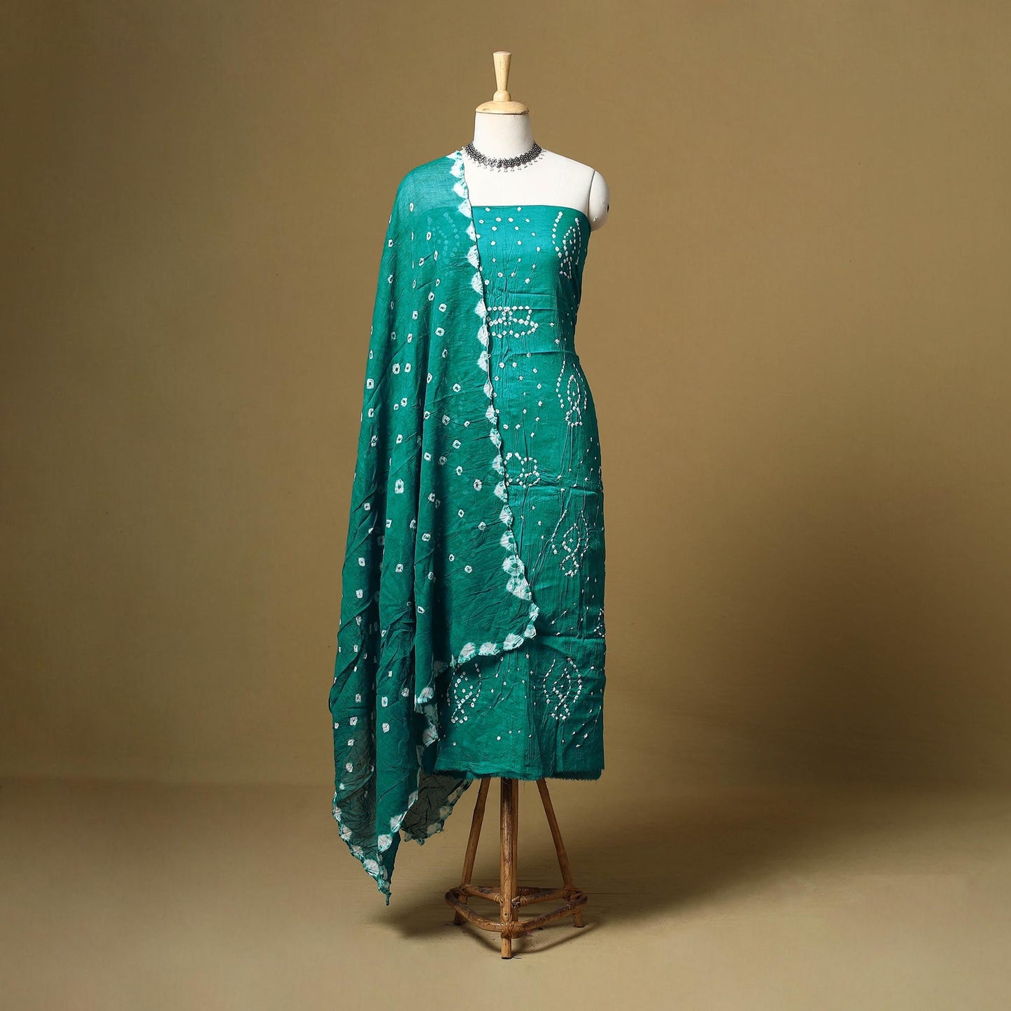 Kutch tie-dye bandhani satin cotton 3pc unstitched dress