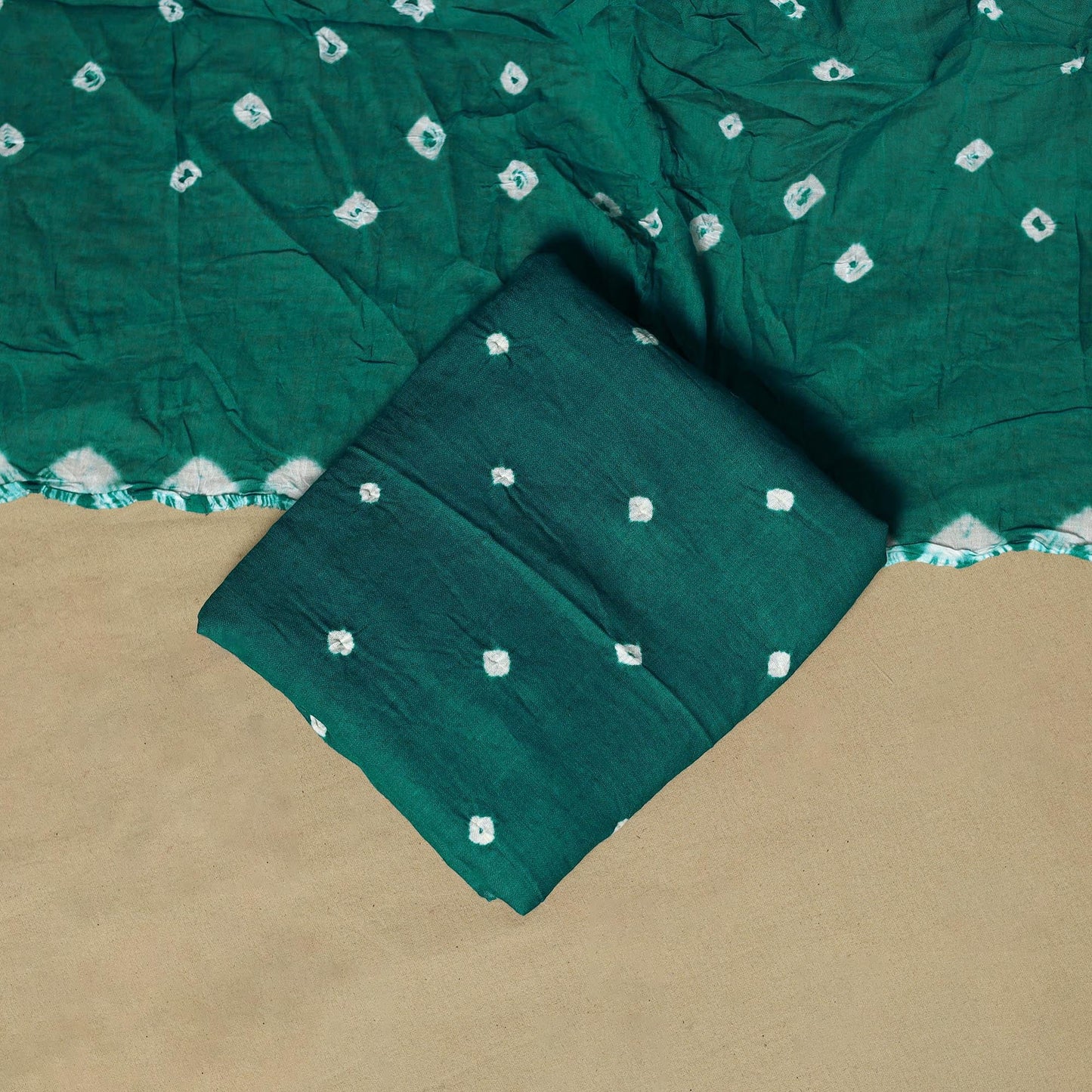 Kutch tie-dye bandhani satin cotton 3pc unstitched dress