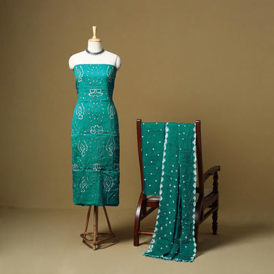 Kutch tie-dye bandhani satin cotton 3pc unstitched dress