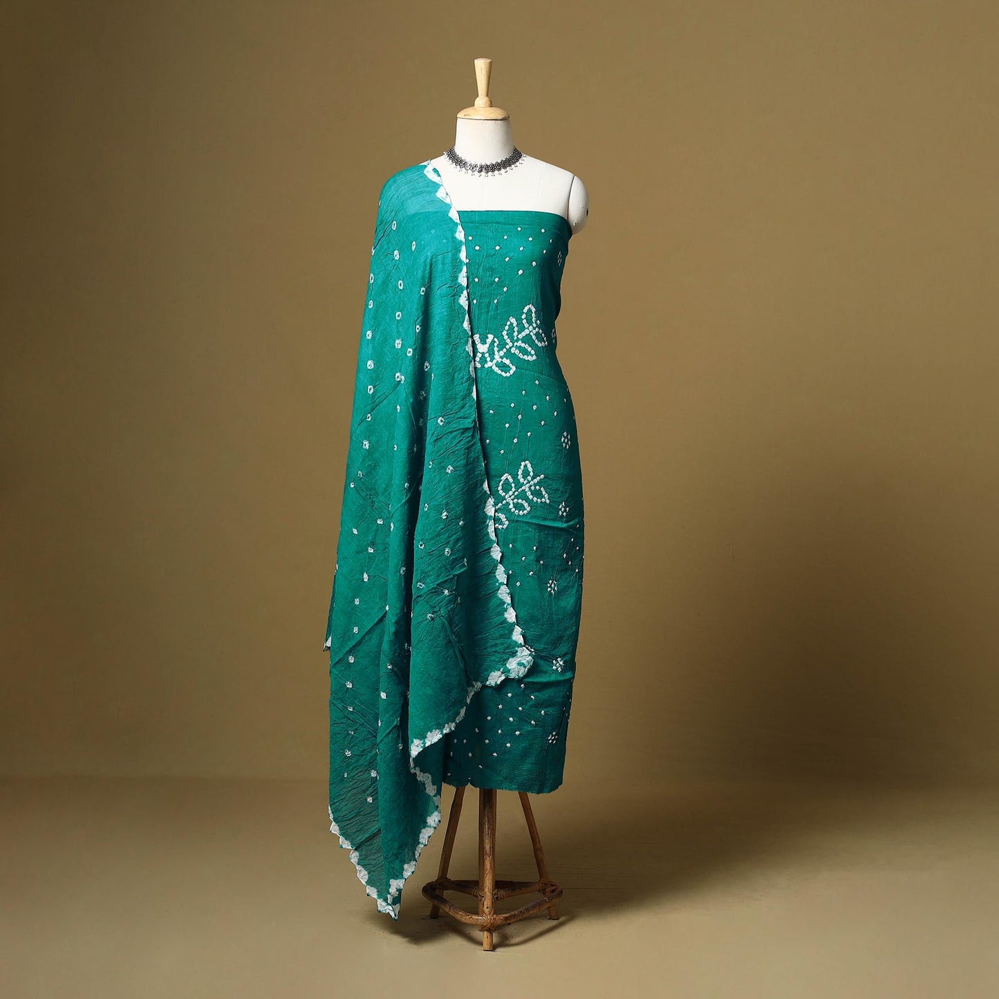 Kutch tie-dye bandhani satin cotton 3pc unstitched dress