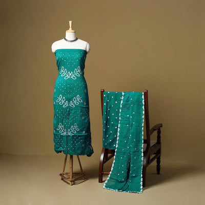 Kutch tie-dye bandhani satin cotton 3pc unstitched dress