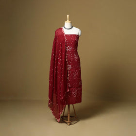 Kutch tie-dye bandhani satin cotton 3pc unstitched dress