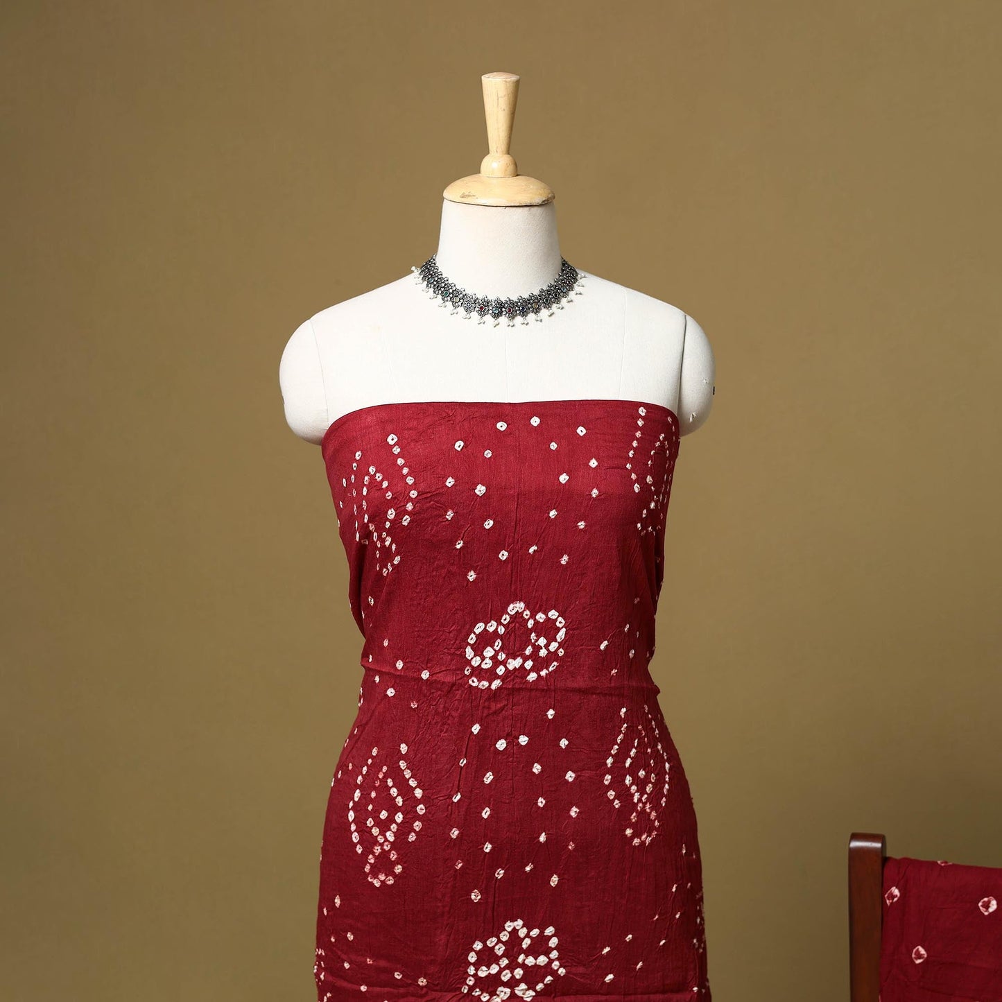 Kutch tie-dye bandhani satin cotton 3pc unstitched dress