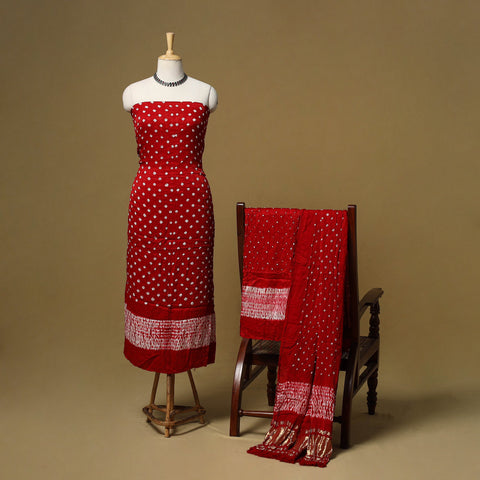 Kutch tie-dye bandhani shibori modal silk 3pc unstitched