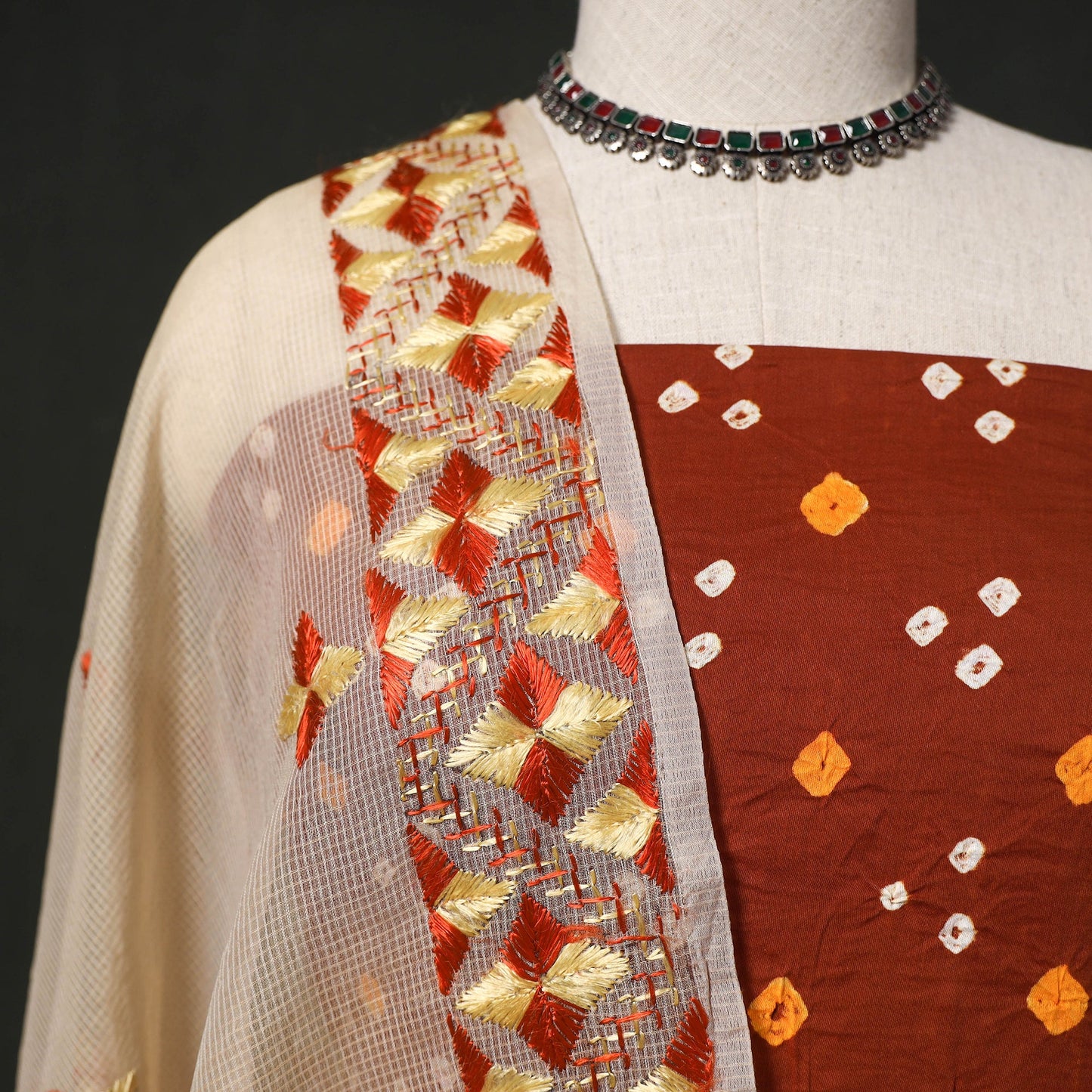 Kutch tie-dye cotton bandhani 2pc unstitched dress material