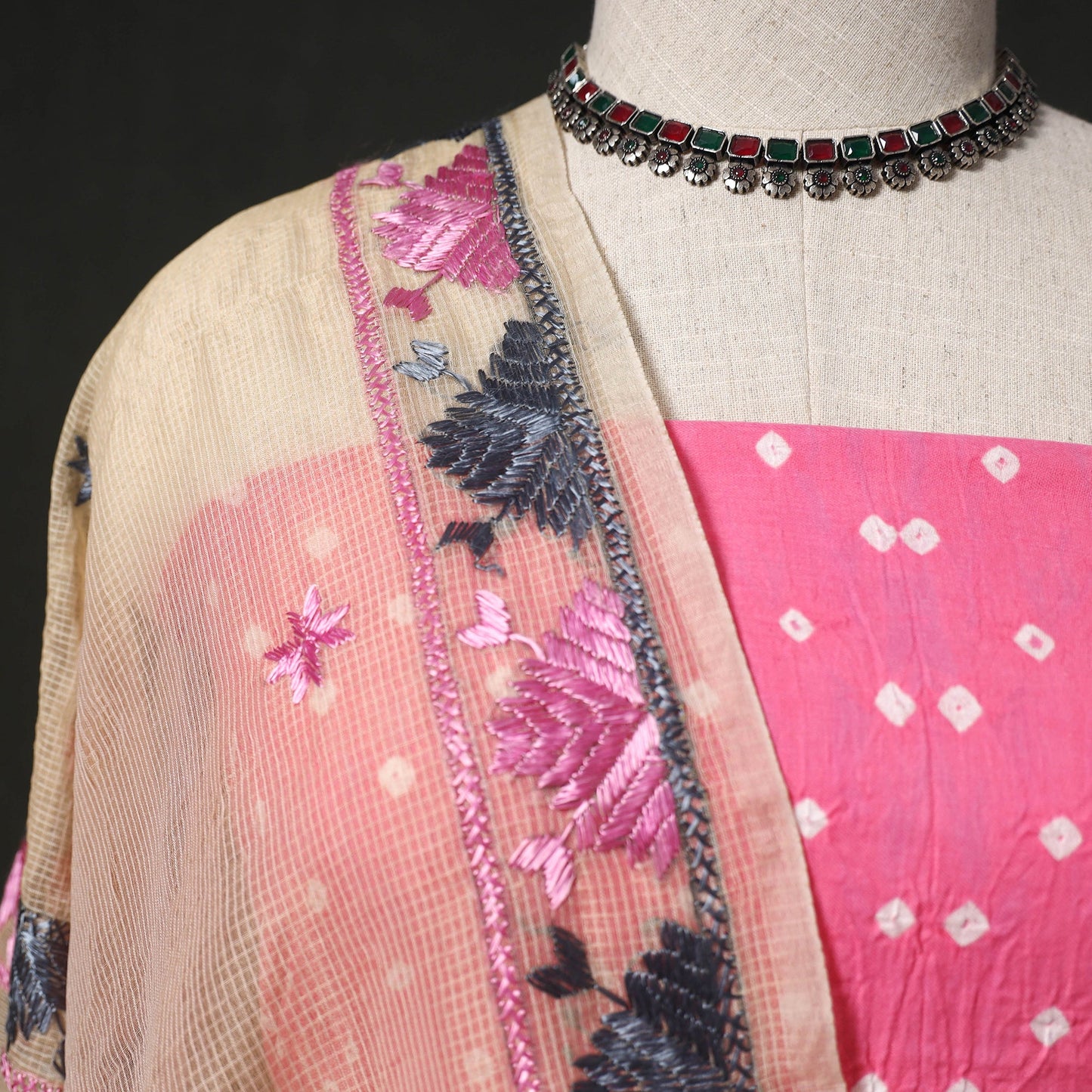 Kutch tie-dye cotton bandhani 2pc unstitched dress material