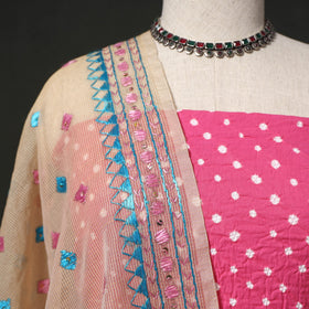 Kutch tie-dye cotton bandhani 2pc unstitched dress material