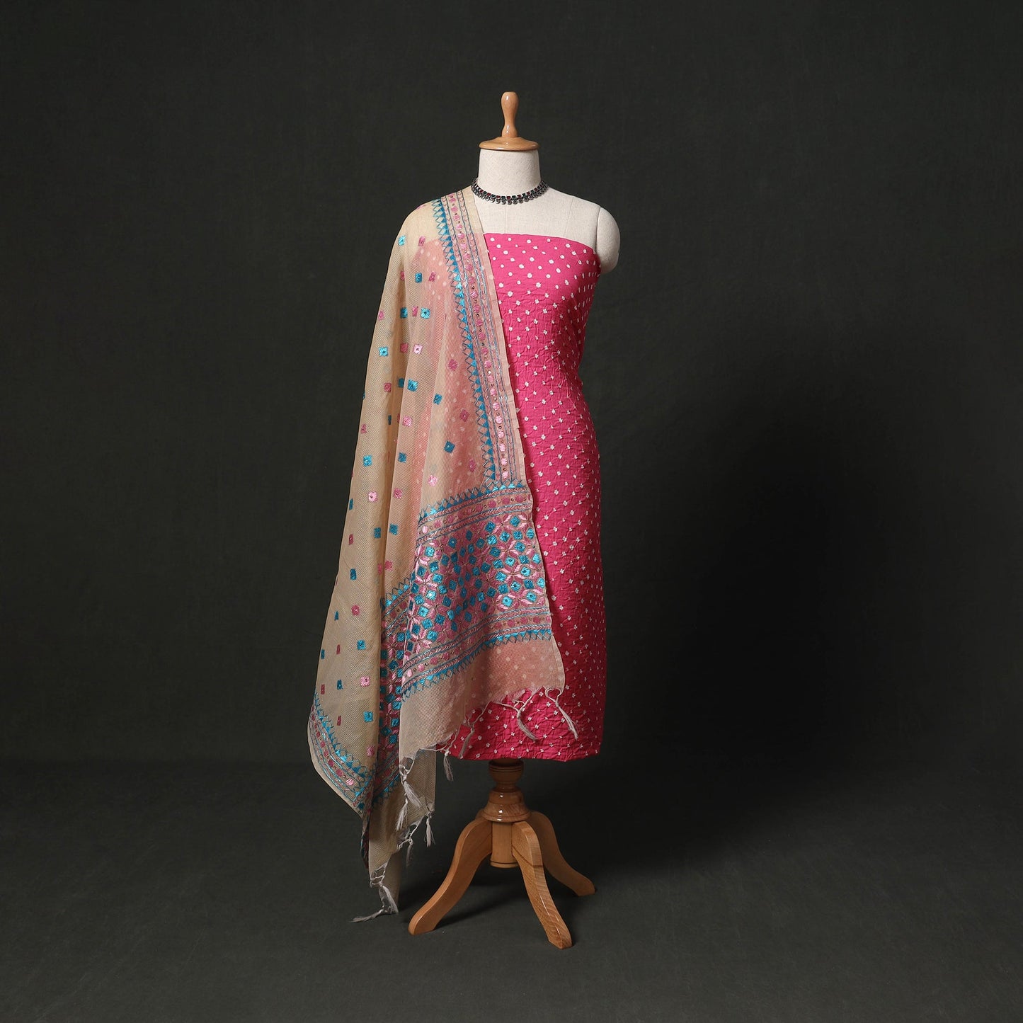 Kutch tie-dye cotton bandhani 2pc unstitched dress material