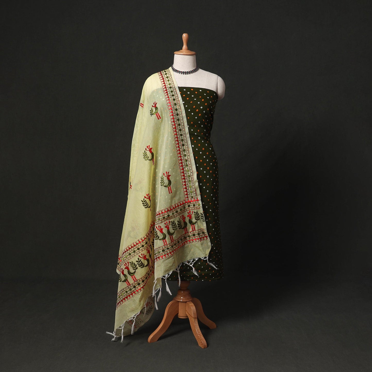 Kutch tie-dye cotton bandhani 2pc unstitched dress material