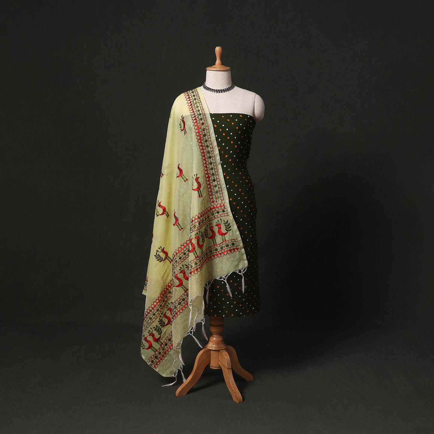 Kutch tie-dye cotton bandhani 2pc unstitched dress material