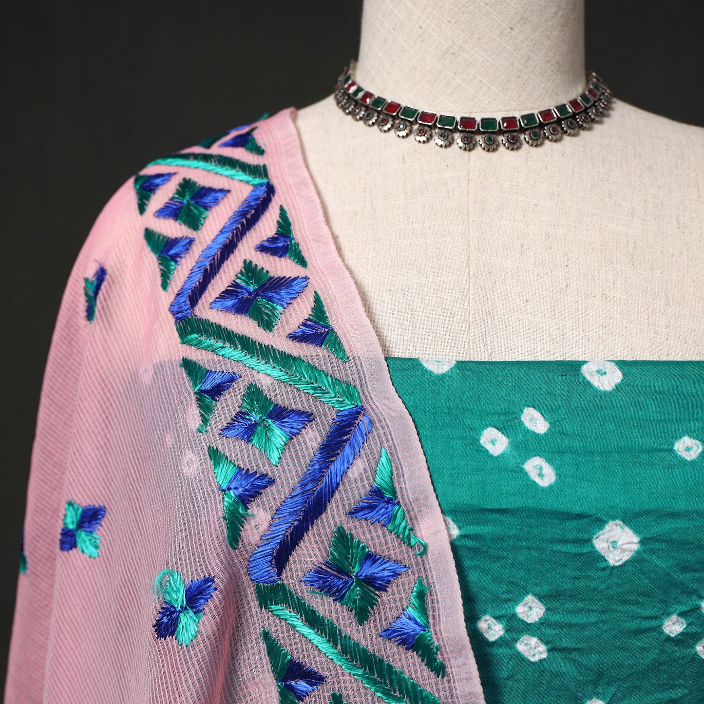Kutch tie-dye cotton bandhani 2pc unstitched dress material