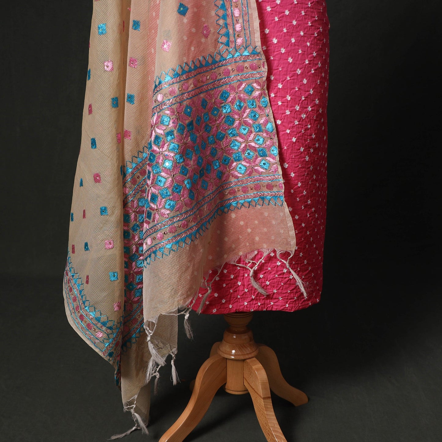 Kutch tie-dye cotton bandhani 2pc unstitched dress material