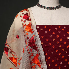 Kutch tie-dye cotton bandhani 2pc unstitched dress material