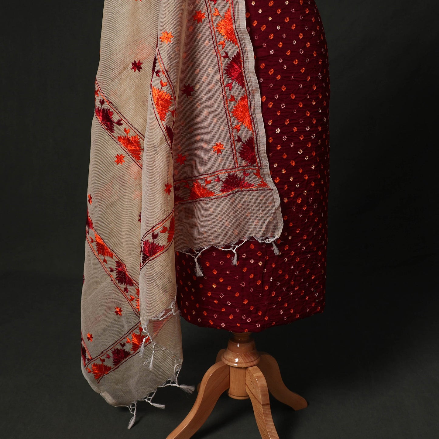Kutch tie-dye cotton bandhani 2pc unstitched dress material