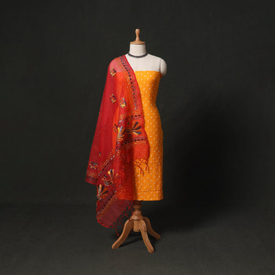 Kutch tie-dye cotton bandhani 2pc unstitched dress material
