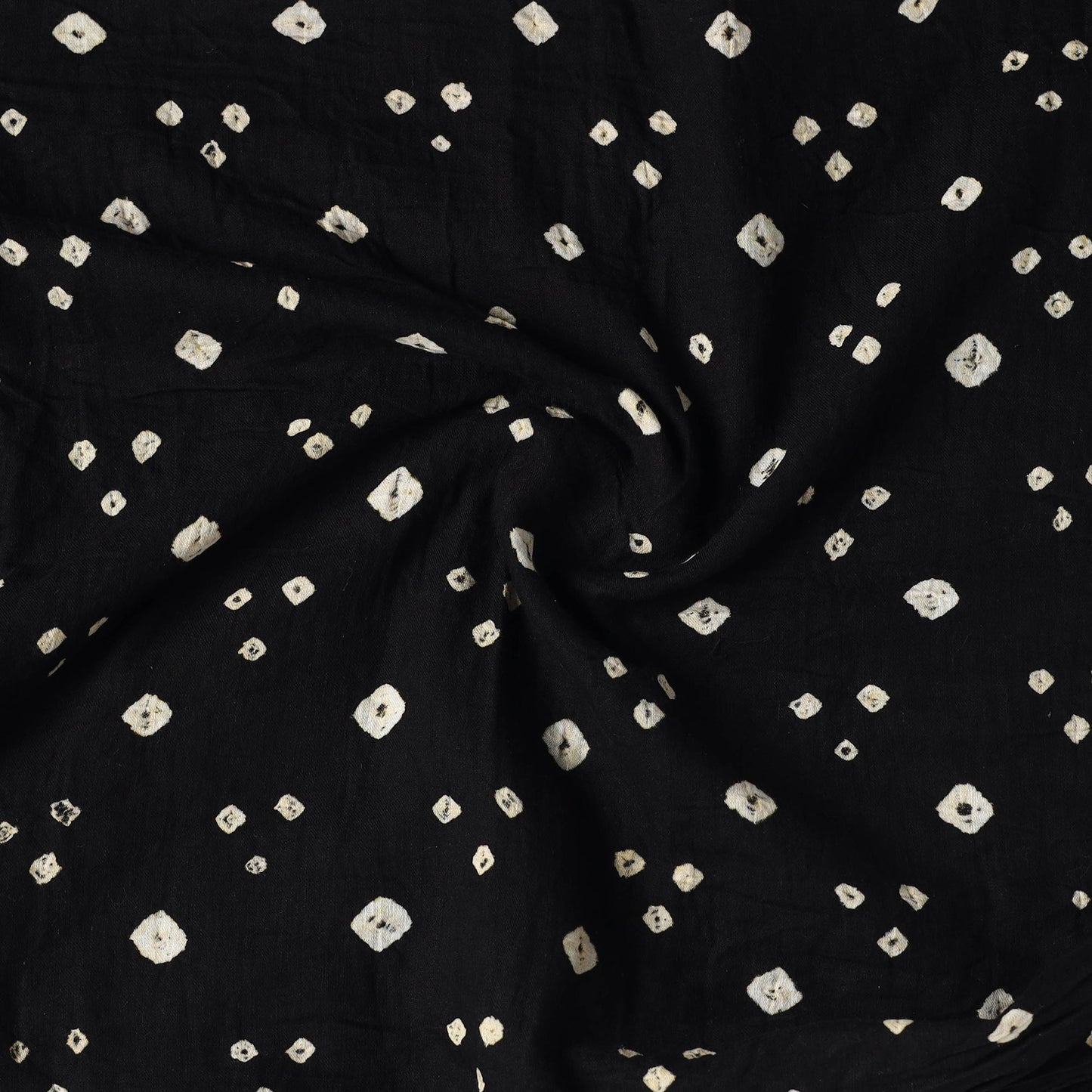 Black Black Kutch Tie-Dye Cotton Bandhani Precut Fabric