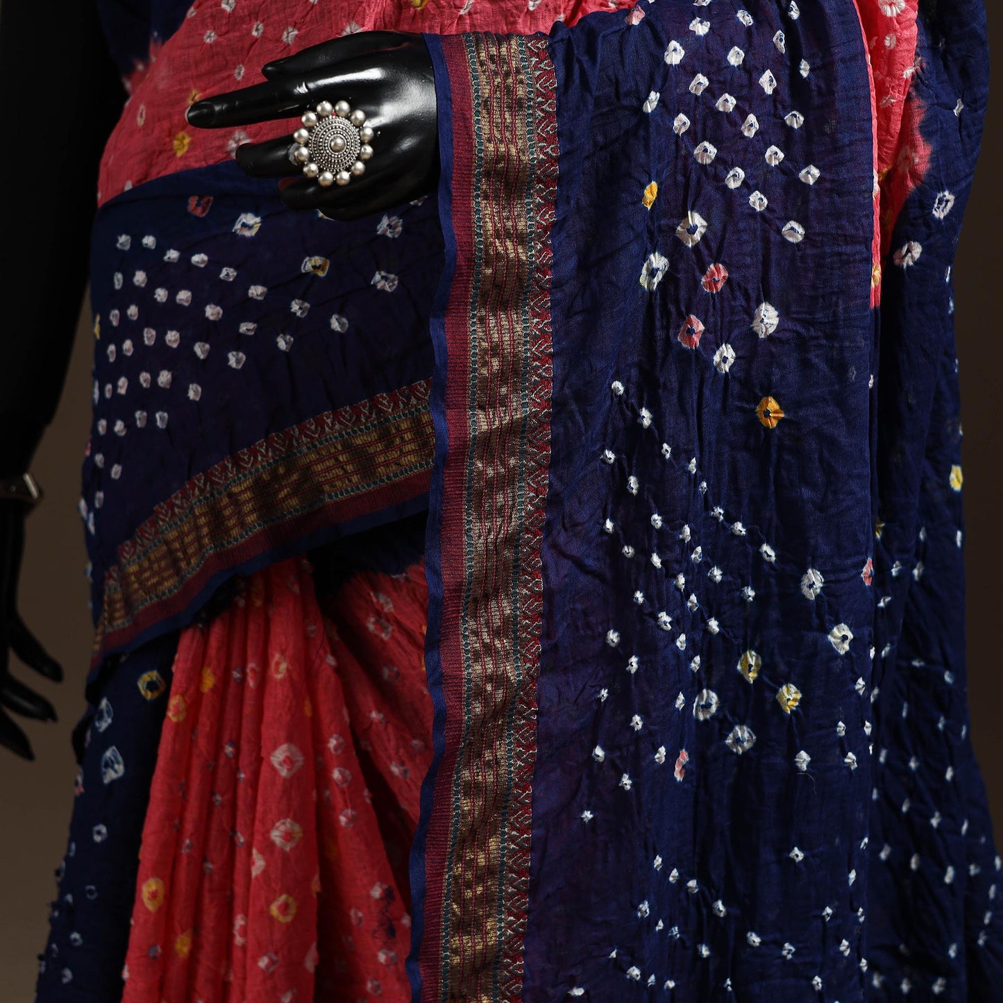 Kutch tie-dye cotton bandhani saree with blouse piece 50