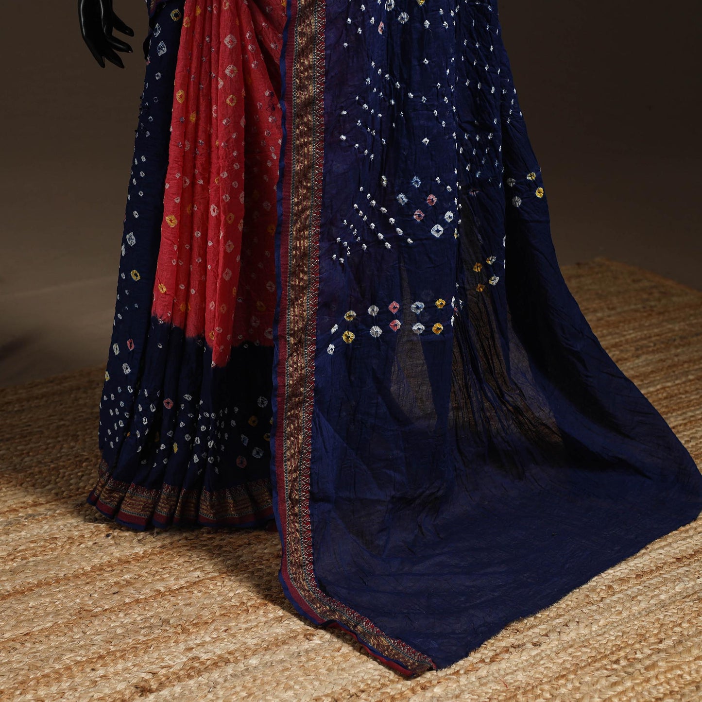 Kutch tie-dye cotton bandhani saree with blouse piece 50