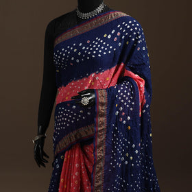 Kutch tie-dye cotton bandhani saree with blouse piece 50