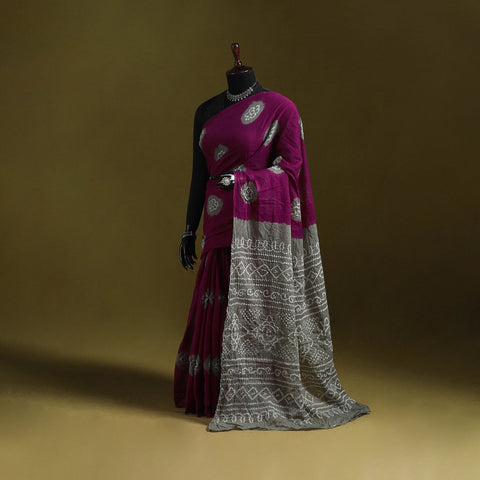 Kutch tie-dye pure cotton bandhani saree 02 - handcrafted