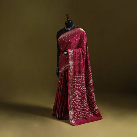 Kutch tie-dye pure cotton bandhani saree with border 22