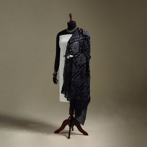 Kutch tie-dye mul cotton bandhani dupatta 03 - handcrafted