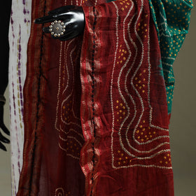 Kutch tie-dye pure mul cotton bandhani dupatta with border