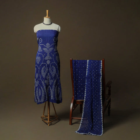 Kutch tie-dye satin cotton bandhani 3pc unstitched dress