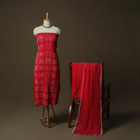 Kutch tie-dye satin cotton bandhani 3pc unstitched dress