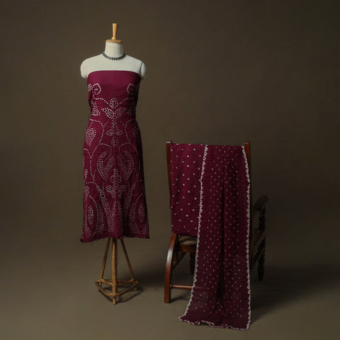 Kutch tie-dye satin cotton bandhani 3pc unstitched dress