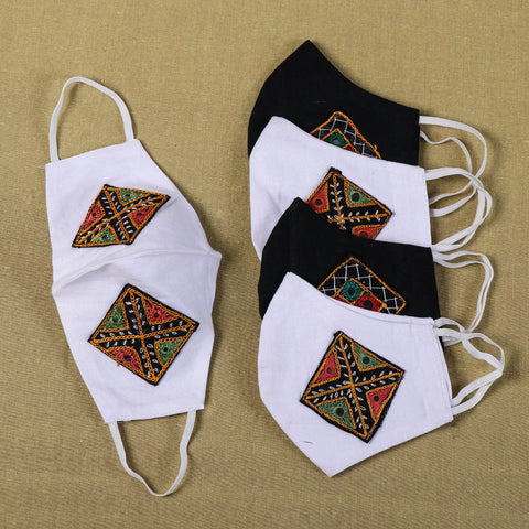  Kutchi Embroidery Patch Cotton 2 Layer Face Cover 