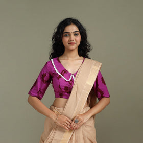 Lace work hand block bagh print natural dyed cotton