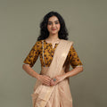 Lace work hand block bagh print natural dyed cotton