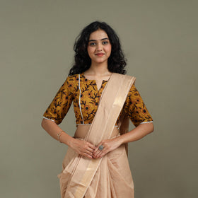 Lace work hand block bagh print natural dyed cotton