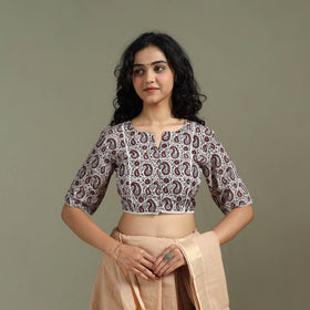 Lace work hand block bagh print natural dyed cotton
