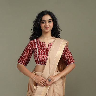 Lace work hand block bagh print natural dyed cotton