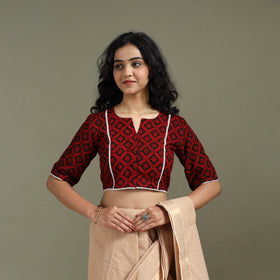 Lace work hand block bagh print natural dyed cotton