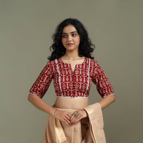 Lace work hand block bagh print natural dyed cotton