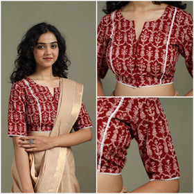 Lace work hand block bagh print natural dyed cotton