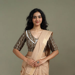 Lace work hand block bagh print natural dyed cotton