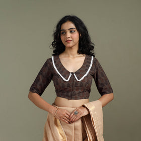 Lace work hand block bagh print natural dyed cotton