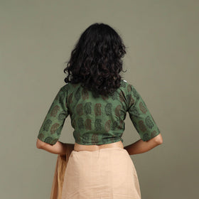 Lace work hand block bagh print natural dyed cotton